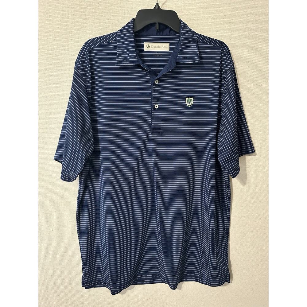 Donald Ross Sportswear Short Sleeve Polo Shirt Blue Striped Men’s Size Large